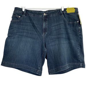 Lee Natural Fit Gauntlet Bermuda Shorts Womens Plus Size 22W Med Stretch Blue